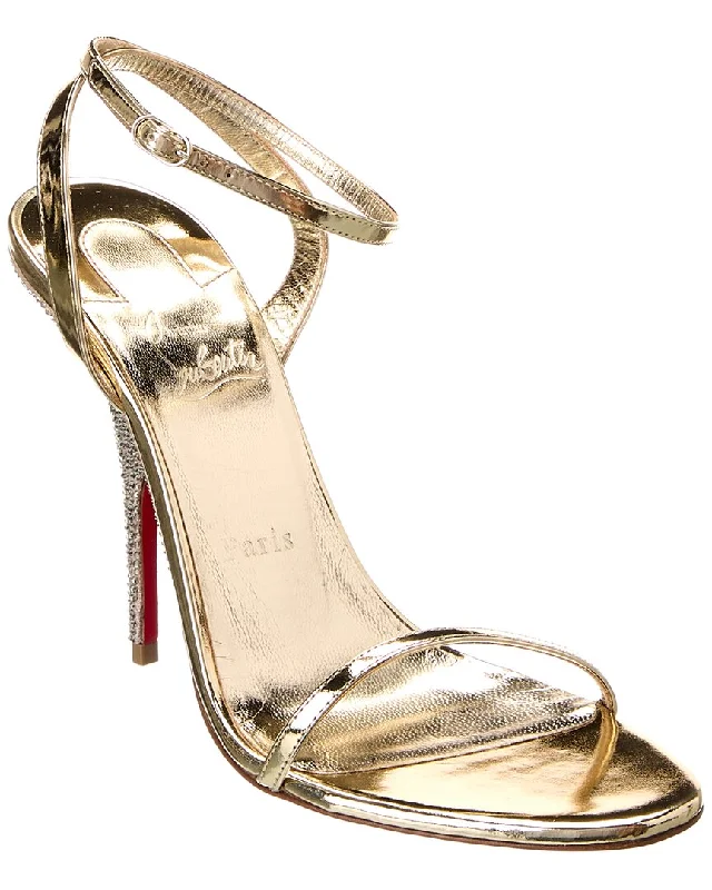 Women’s sandals floral leather flair -Christian Louboutin Arch Queen Strass 100 Leather Sandal