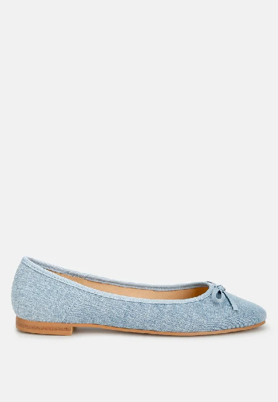 Women’s sandals local woven flair -Vigilante Bow Detail Denim Ballerinas