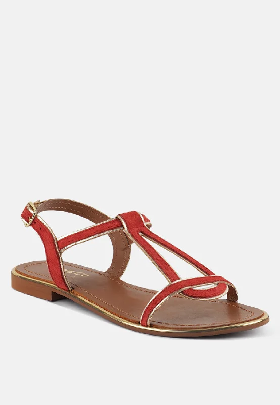 Women’s sandals sandy suede glow -FEODORA Red Flat Slip-on Sandals