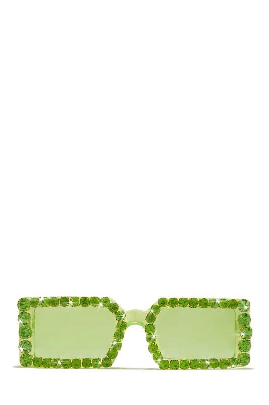 Women’s sunglasses titanium chic glow -Cuff It Embellished Squared Sunglasses - Lime