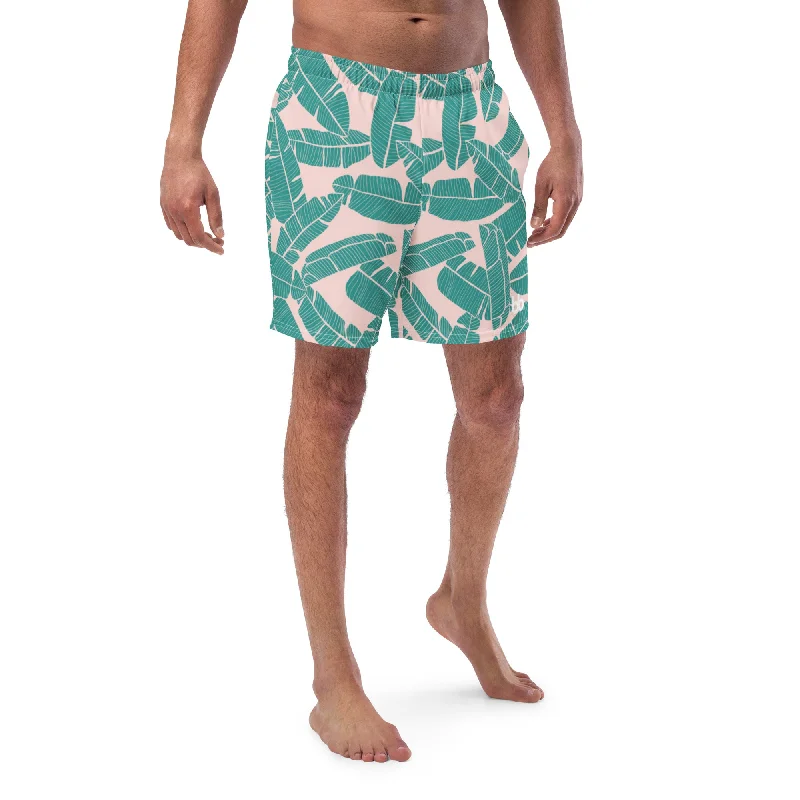 ladies one-piece swimsuit stretch dip -Palms Away CBO Swim Trunks