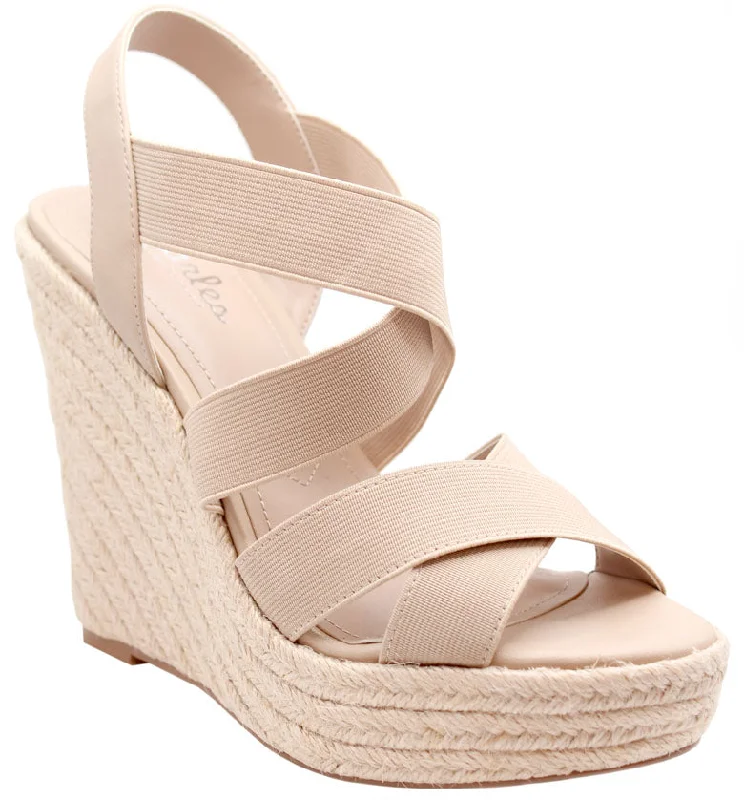 Women’s sandals wide strap canvas flair -Alyce