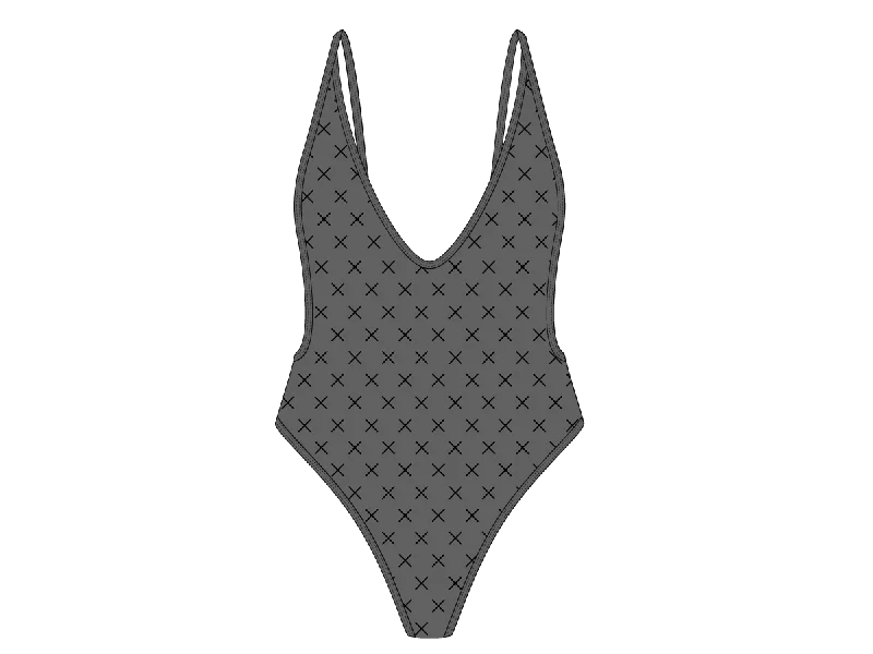 ladies one-piece swimsuit woven straps -Black-Grey Logo Print Retro One-Piece