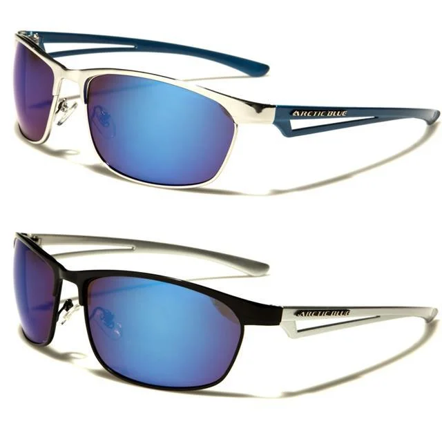 Women’s sunglasses mint vibrant flair -Arctic Blue Semi-Rimless Blue Mirrored Sports Sunglasses