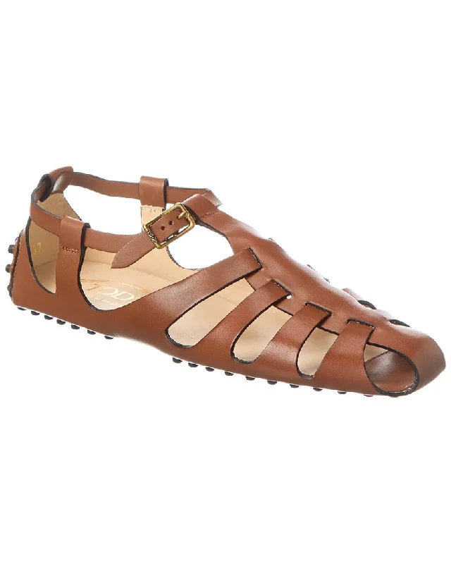 Women’s sandals khaki woven chic -TOD’s Leather Sandal