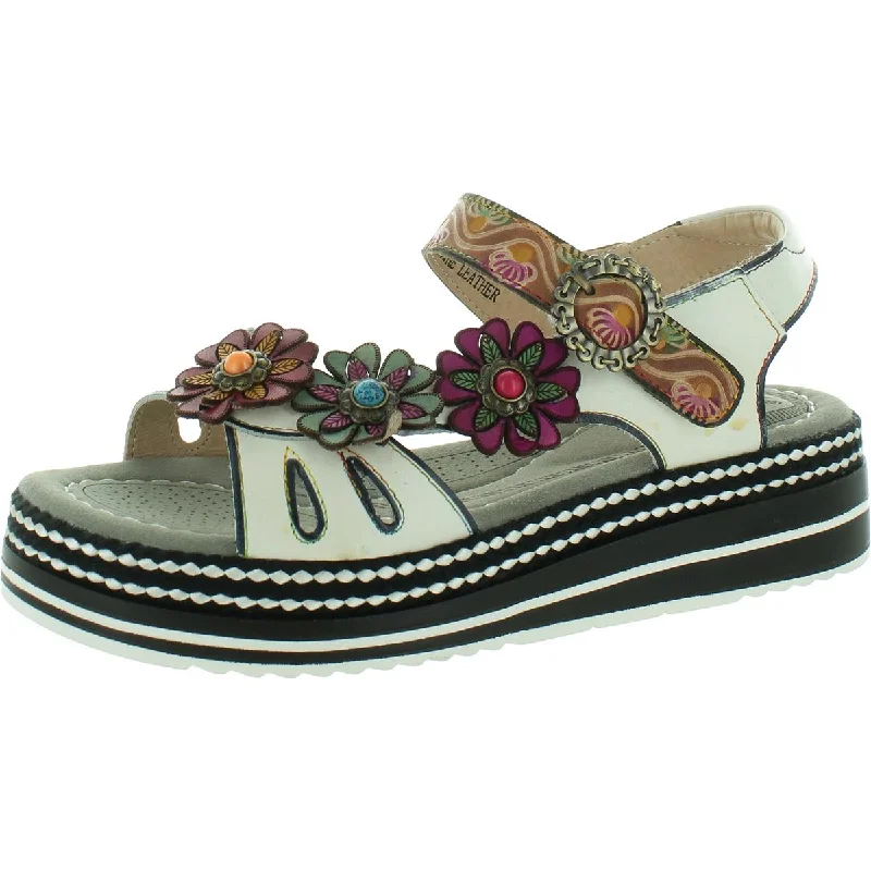 Women’s sandals studded leather chic -Laga Womens Leather Buckle Flatform Sandals