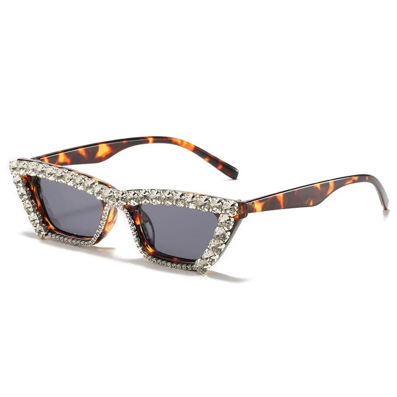 Women’s sunglasses personalized glow -Women's Luxury Diamond Decor Cat Eyes Sexy Hip Hop Sunglasses