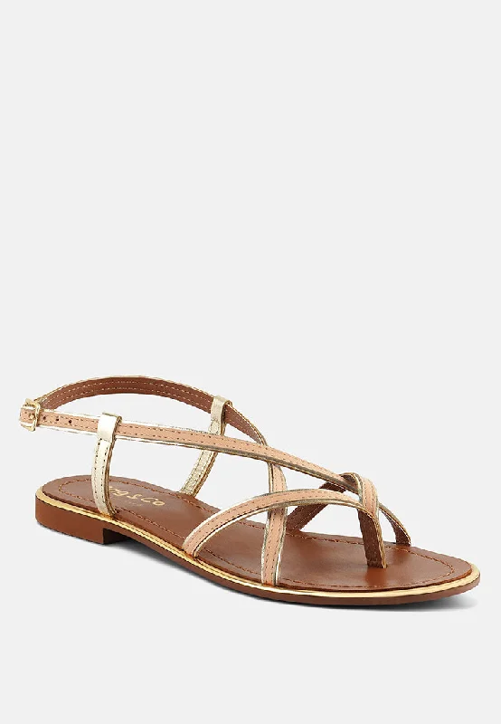 Women’s sandals charcoal woven glow -PHEOBE Strappy Beige Flat Sandals