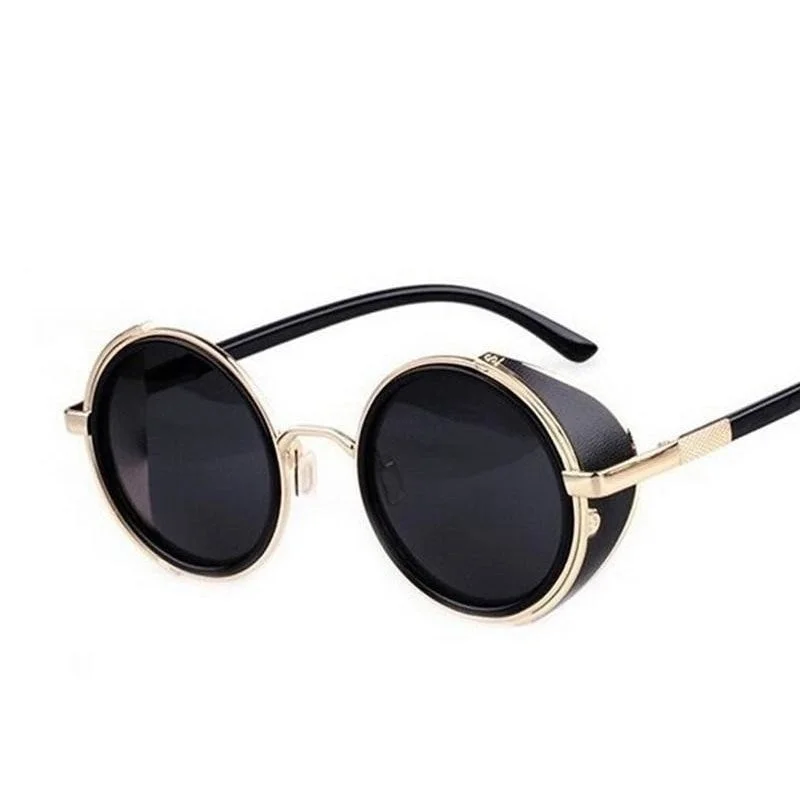 Women’s sunglasses cover-up glow -Steampunk Round Fashion Metal Designer Coated Women Sunglasses