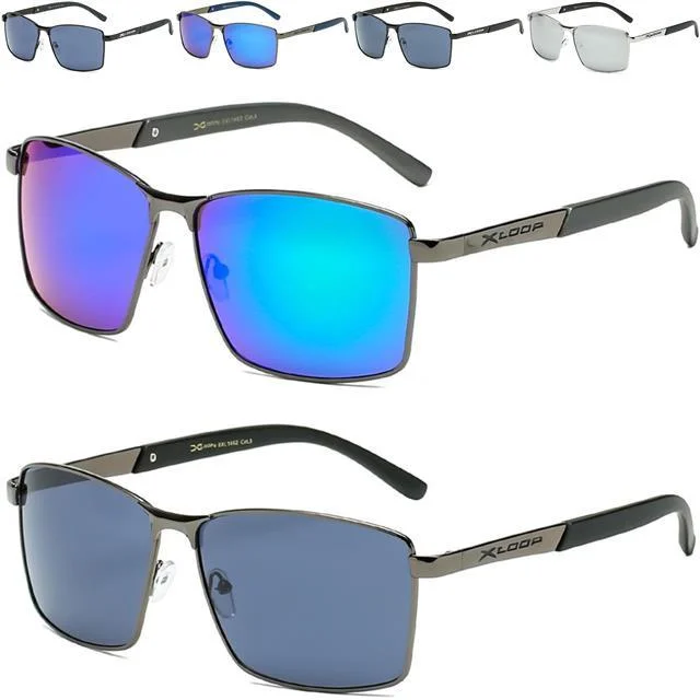 Women’s sunglasses bold chic glow -Mirrored Oversized Men's sports Xloop Pilot Metal Sunglasses