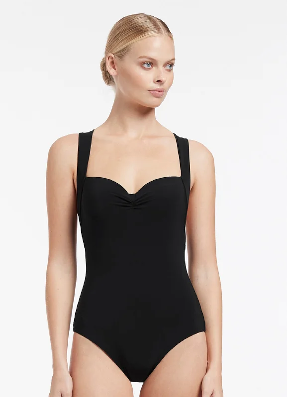 ladies one-piece swimsuit bare sleeves -Jetset Infinity One Piece - Black