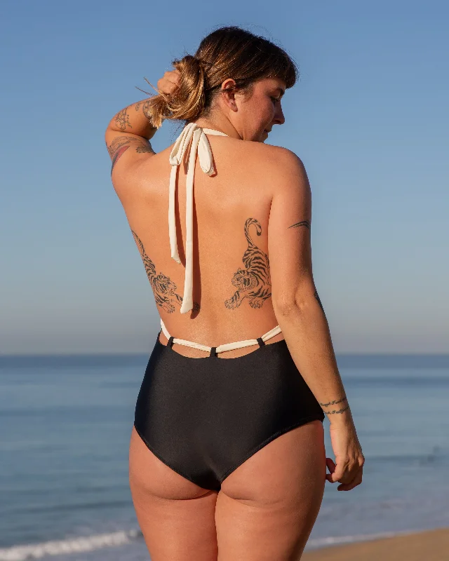 ladies one-piece swimsuit neat fit -Camryn Reversible One Piece - Black / Walnut