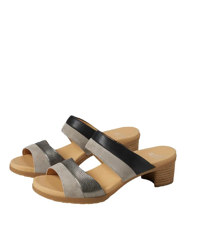 Women’s sandals velcro leather flair -Theresa In Black