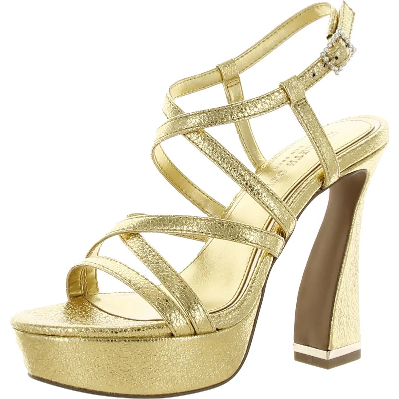 Women’s sandals sunset suede chic -Womens Metallic Embossed Platform Sandals