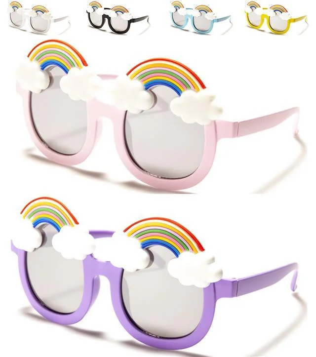 Women’s sunglasses adventure chic -Cute Girl's Round Rainbow & Cloud Kids sunglasses