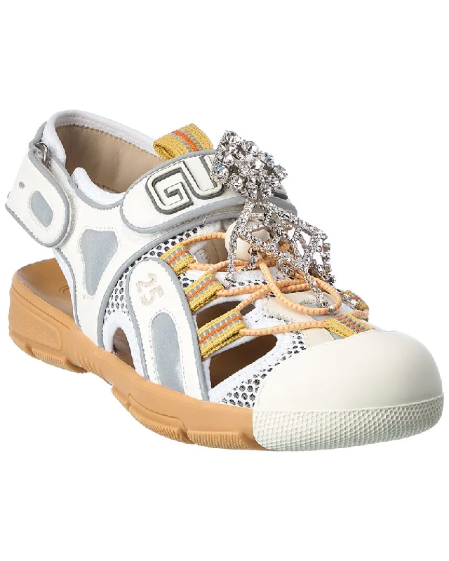 Women’s sandals matte leather glow -Gucci Leather & Mesh Sandal