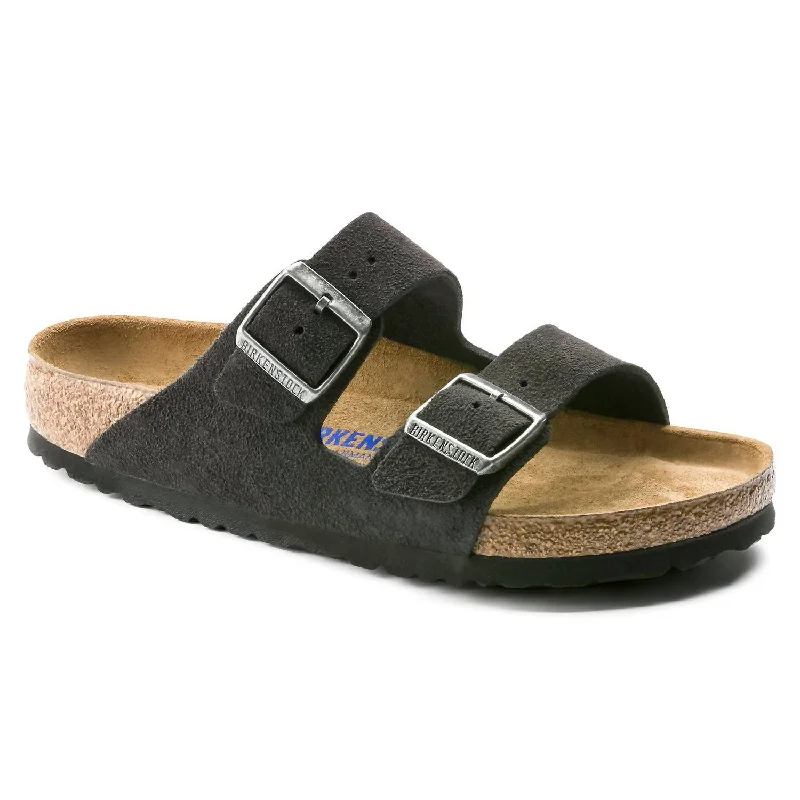 Women’s sandals seasonal velvet chic -Arizona Soft Footbed Narrow Sandal In Velvet Grey Suede