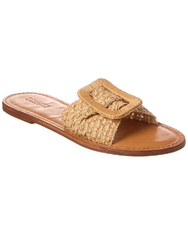 Women’s sandals beaded suede flair -Schutz Cinna Raffia & Leather Flat