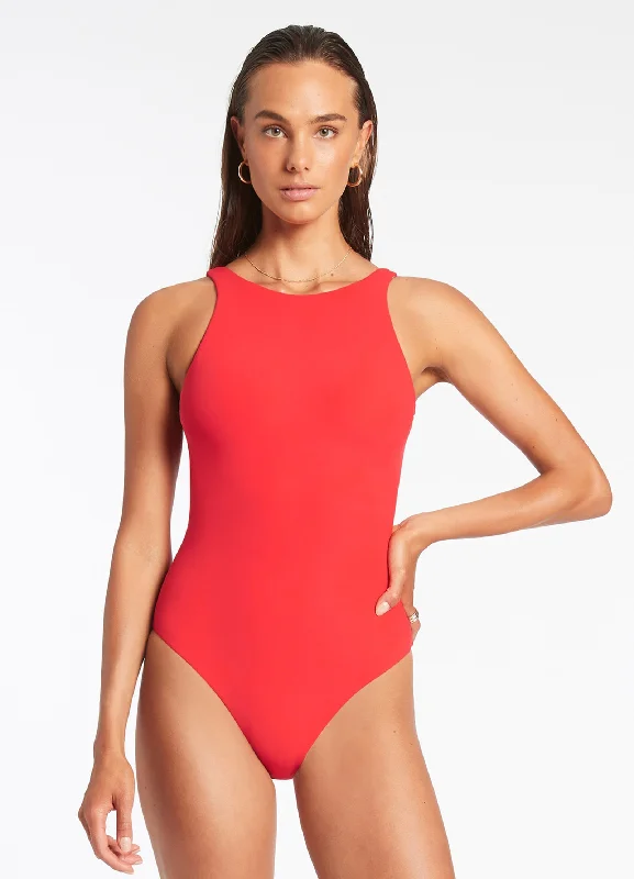 ladies one-piece swimsuit clash glow -High Neck One Piece - Cherry