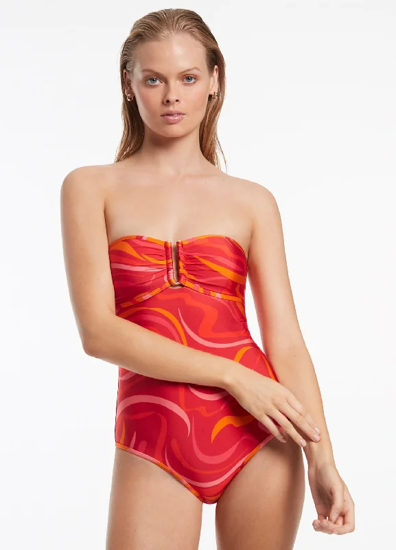 ladies one-piece swimsuit dune glow -Vortici Bandeau One Piece - Cherry