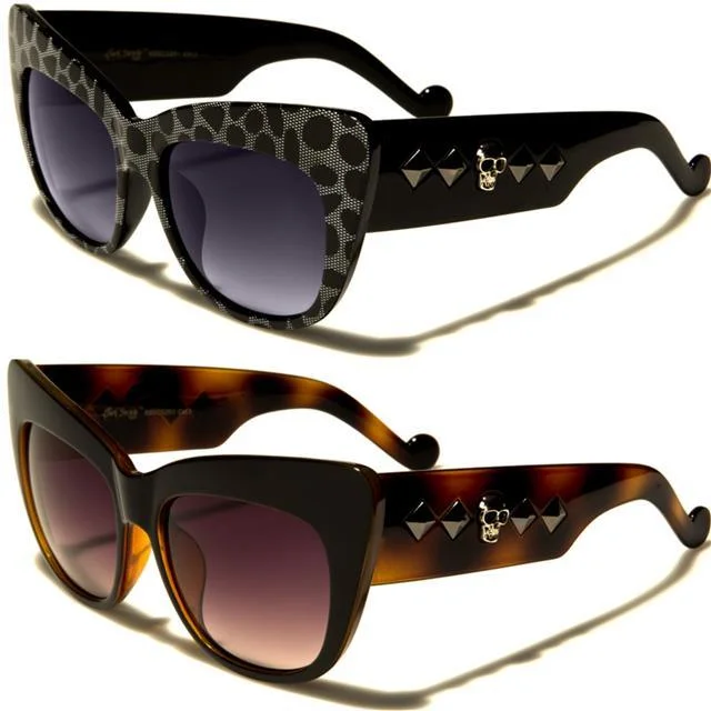 Women’s sunglasses sarong sleek -Designer Skull Cat Eye Sunglasses for women