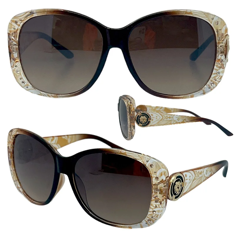 Women’s sunglasses flexible chic -Designer Black Brown Rhinestone Sunglasses for women