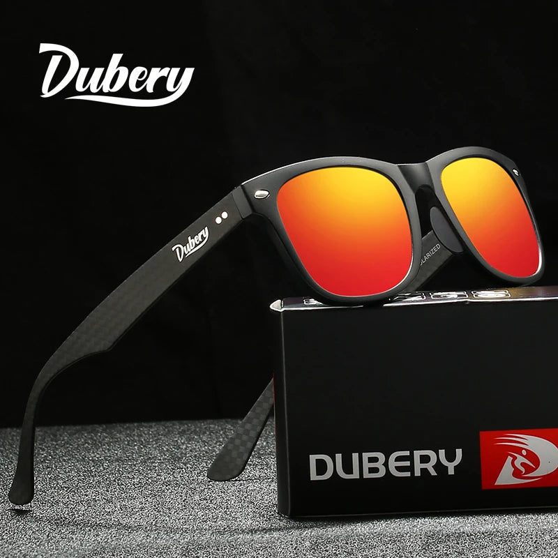 Women’s sunglasses sunset soft flair -DUBERY Carbon Fiber Sunglasses Vintage Polarized Men's Sun Glasses For Men Driving Black Square Oculos Male 6 Colors Model 755