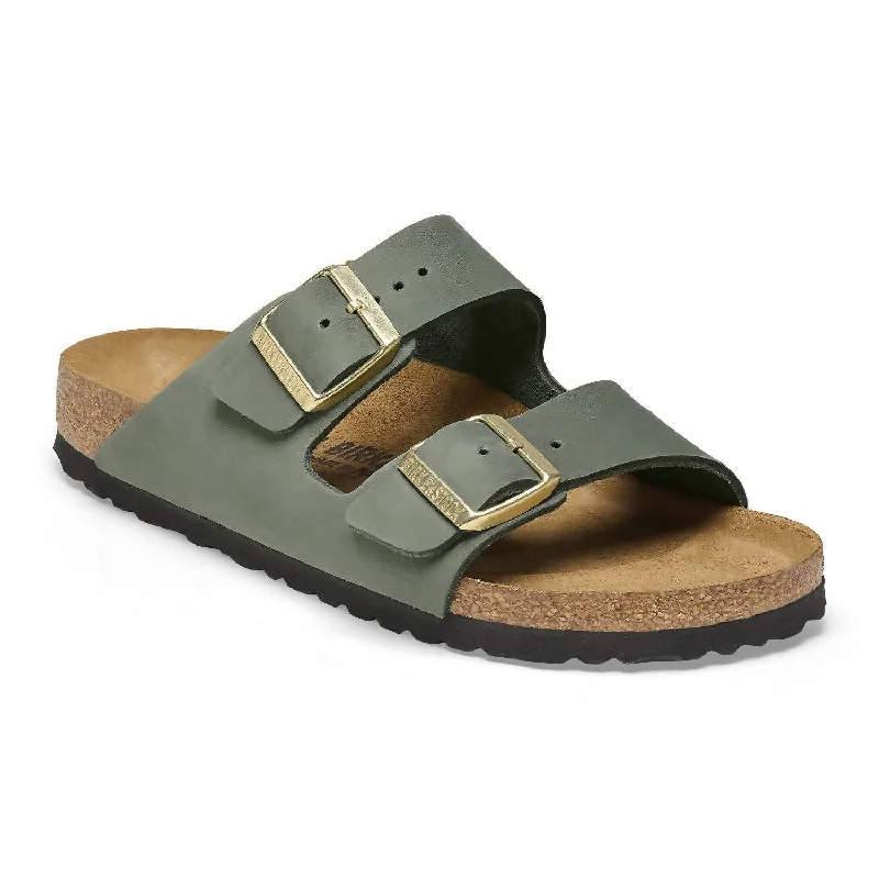 Women’s sandals slide suede chic -Women's Birkenstock Arizona Leather Sandals In Thyme