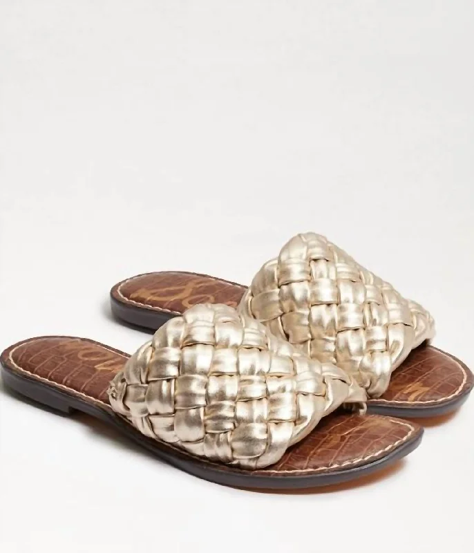 Women’s sandals metallic mesh flair -Griffin Woven Slide Sandal - Medium in Jute Leather