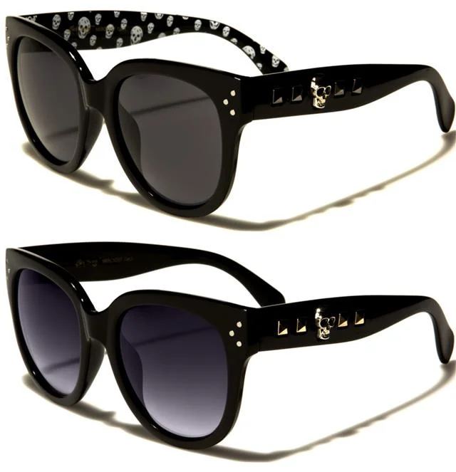 Women’s sunglasses travel sleek -Gothic Skull Logo Emo Cat Eye Sunglasses for Women