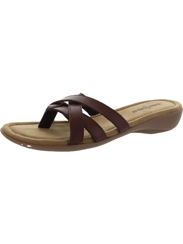 Women’s sandals summer dress leather flair -Sunny Womens Leather Slip On Slide Sandals