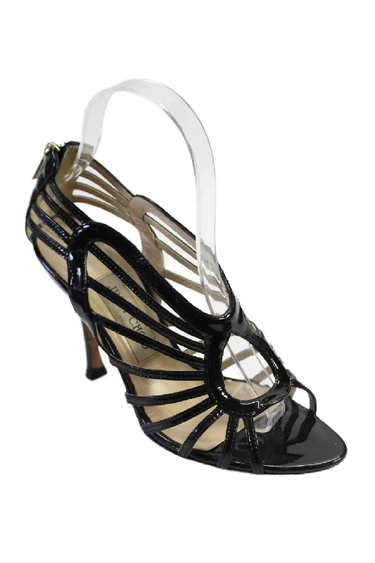 Women’s sandals lime woven glow -Jimmy Choo Women's Open Toe Strappy Zip Closure Stiletto Sandals Black