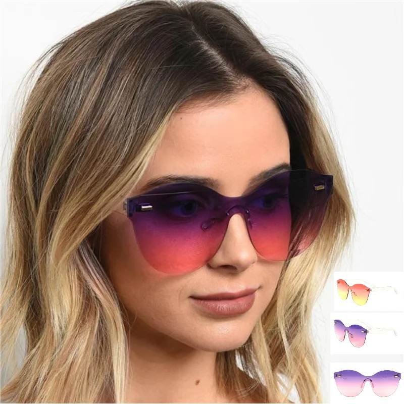 Women’s sunglasses eye-catching chic -Clubbing Flat Two Tone Lens Cat Eye Sunglasses for Women