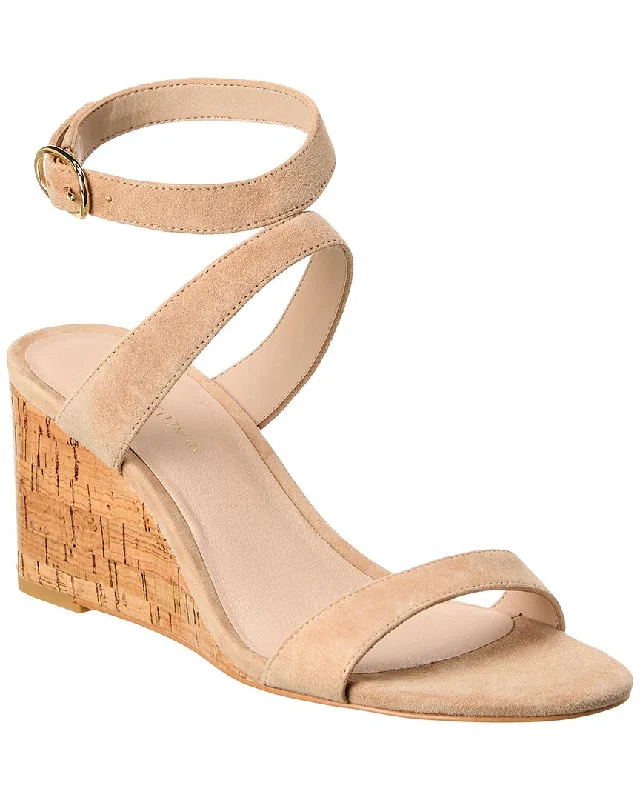 Women’s sandals rust suede flair -Stuart Weitzman Ave Strap 75 Leather Wedge Sandal