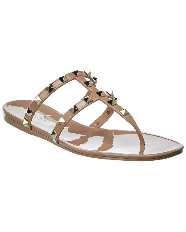 Women’s sandals romantic velvet glow -Valentino Rockstud Caged Rubber Sandal