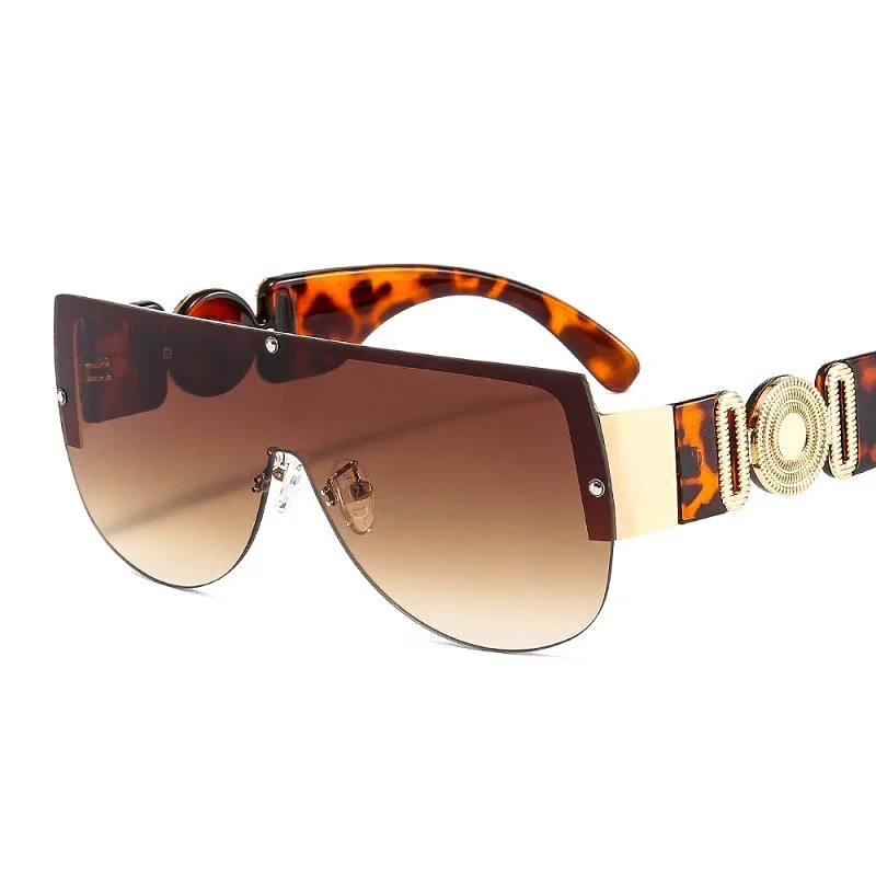 Women’s sunglasses pool sleek -Unisex's Fashion Leopard Luxury Gradients Shield Goggle Sunglasses