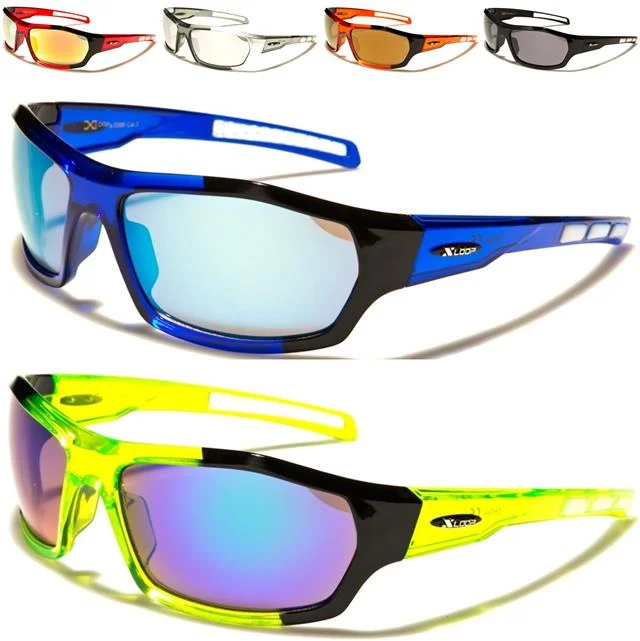 Women’s sunglasses boutique vibrant glow -X-Loop Cricket Mirrored Sports Wrap sunglasses