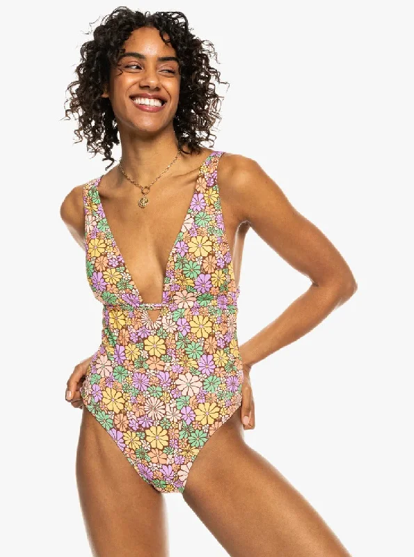 ladies one-piece swimsuit leaf cutout -All About Sol One Piece