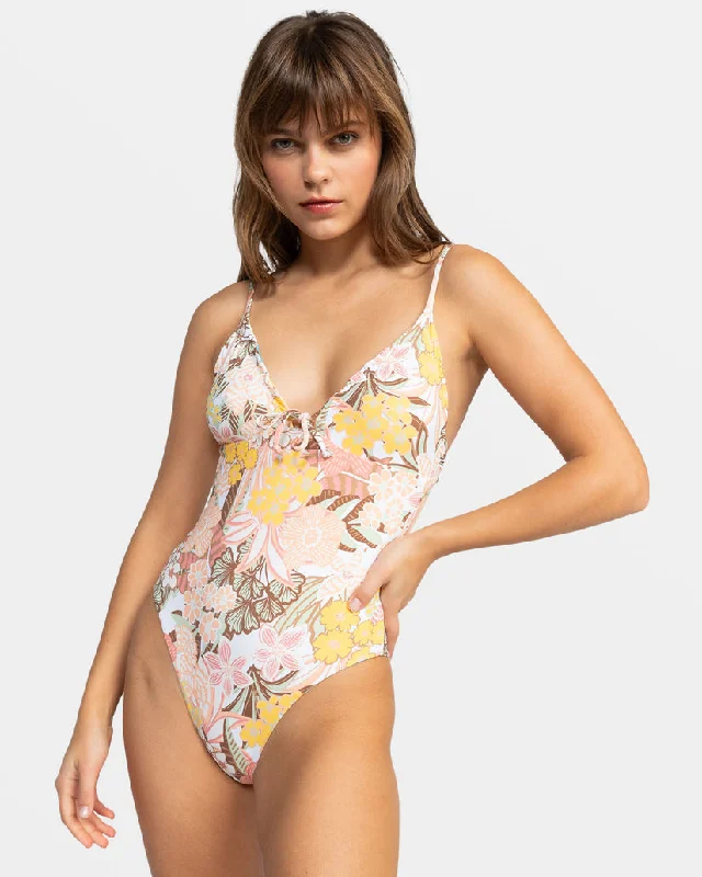 ladies one-piece swimsuit zigzag pattern -Playa Paradise Reversible One-Piece Swimsuit