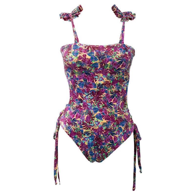 ladies one-piece swimsuit closeout -Berry Floral/Berry Shimmer Reversible Butterfly One Piece