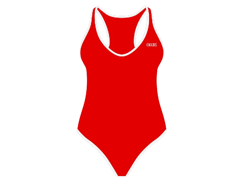 ladies one-piece swimsuit drapey cut -Bay Red Cayman One-Piece