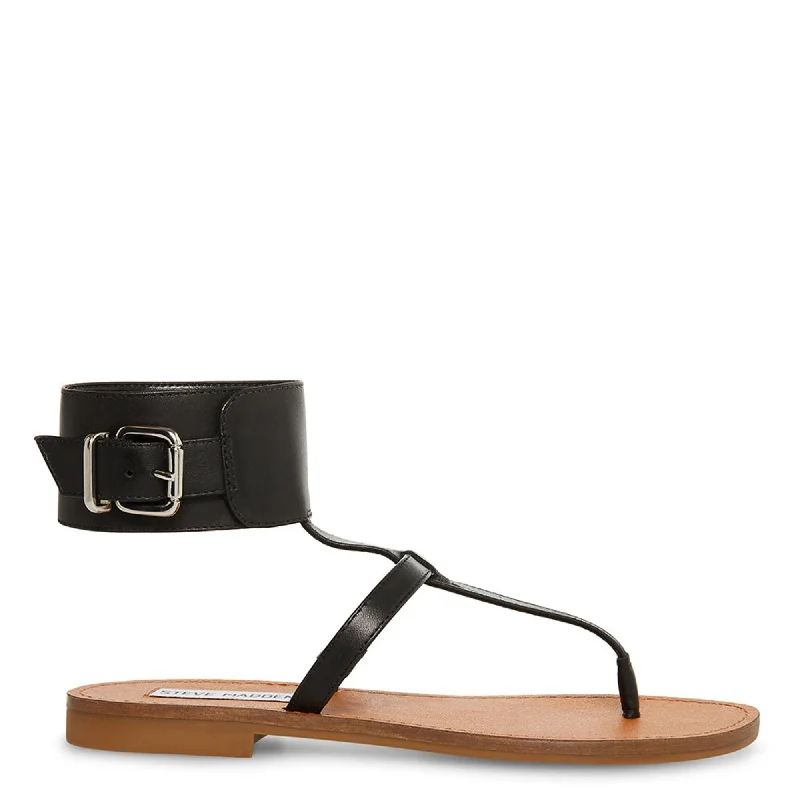 Women’s sandals retro leather flair -RICO BLACK LEATHER